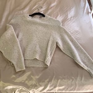 Express white with gold glitter sweater